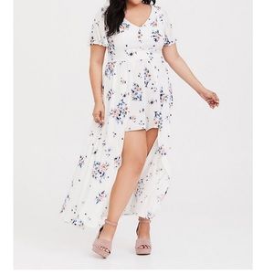 White Floral Challis Walk Through Romper